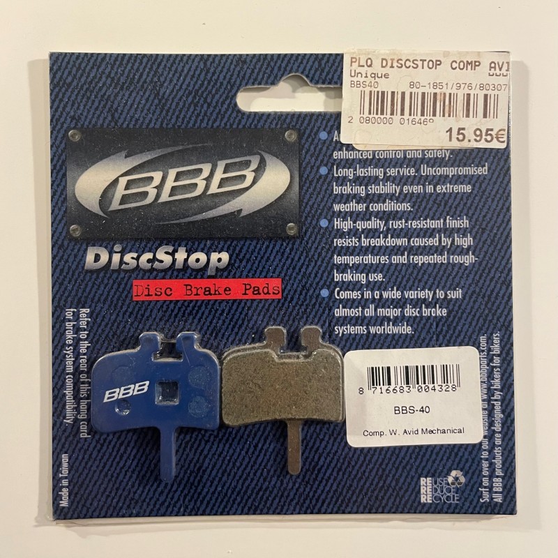 Plaquettes BBB DISCSTOP AVID MECH AVT 2002/03